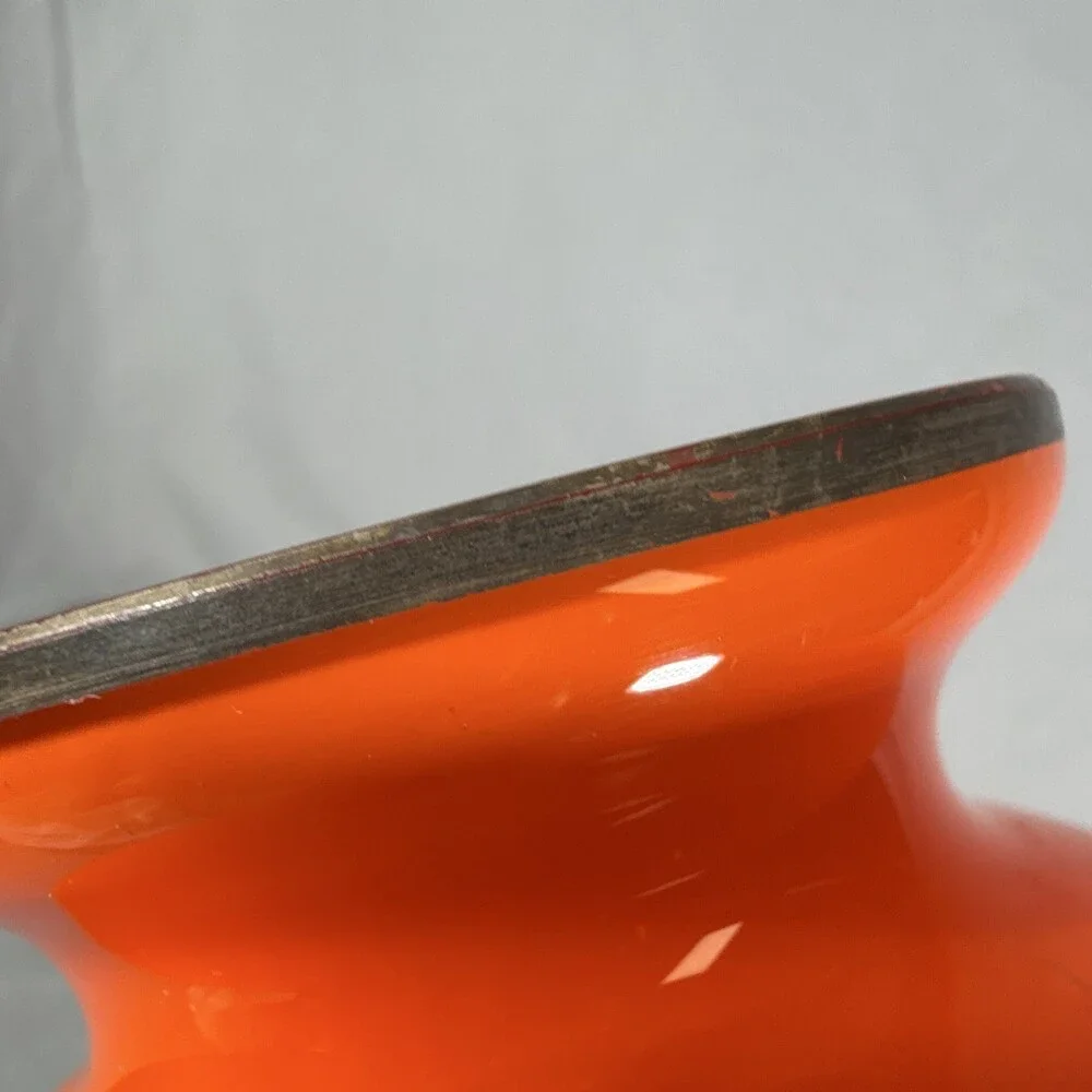 Vintage Art Deco Czech Tango Glass Vase Orange Enamel Silhouette Silver Rim 1920